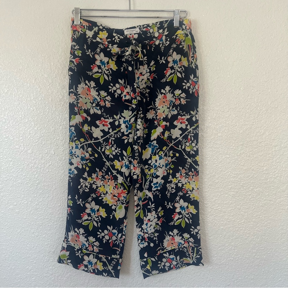 Equipment Femme Floral Silk Wide leg Crop Pant XS/TP
